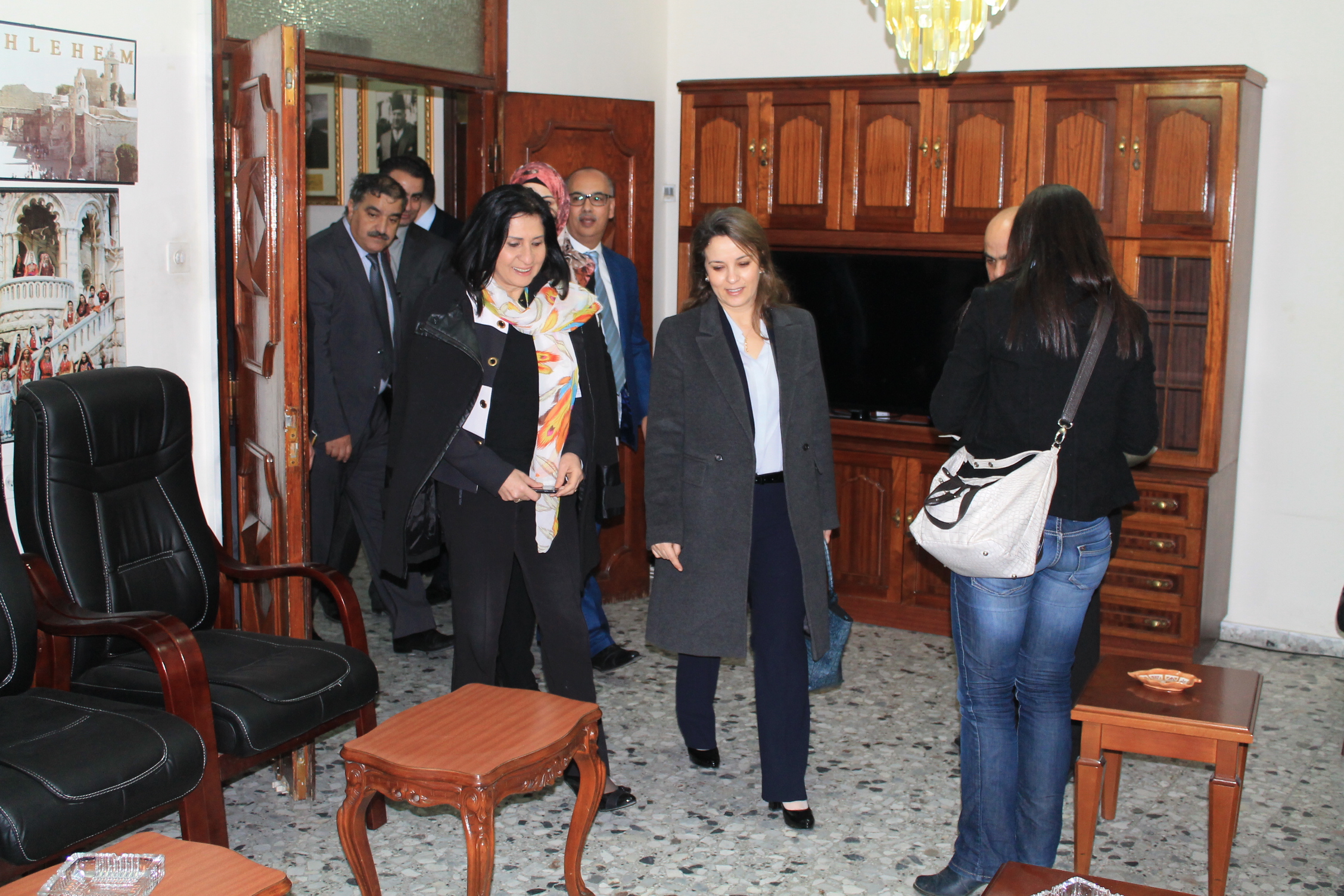 رئيسة بلدية بيت لحم تستقبل وزيرة المياه المغربية شرفات افيلال والوفد المرافق