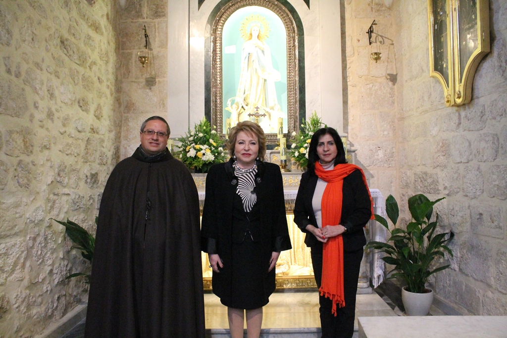 رئيسة بلدية بيت لحم تشارك في إستقبال رئيسة مجلس الشيوخ الروسي وتشكر بلادها على دعم المشاريع في بيت لحم 