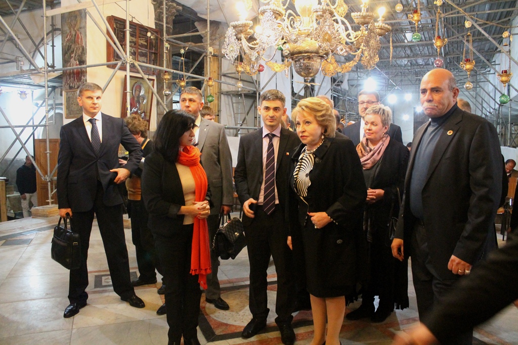 رئيسة بلدية بيت لحم تشارك في إستقبال رئيسة مجلس الشيوخ الروسي وتشكر بلادها على دعم المشاريع في بيت لحم 