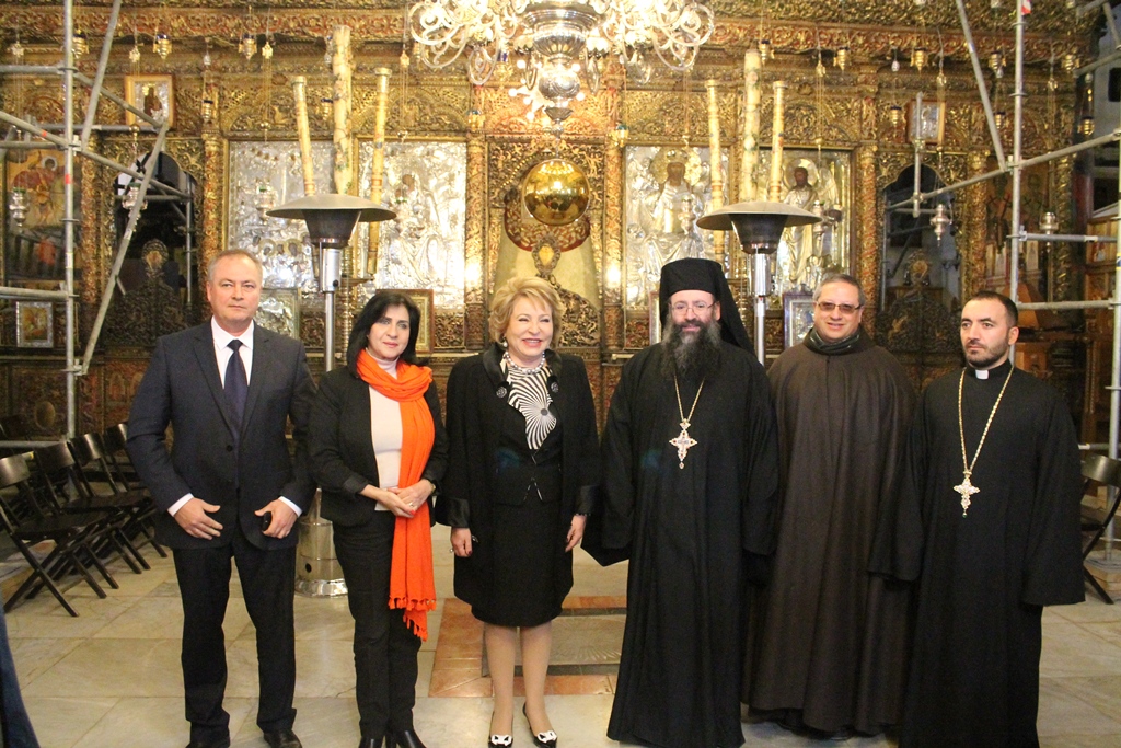 رئيسة بلدية بيت لحم تشارك في إستقبال رئيسة مجلس الشيوخ الروسي وتشكر بلادها على دعم المشاريع في بيت لحم 