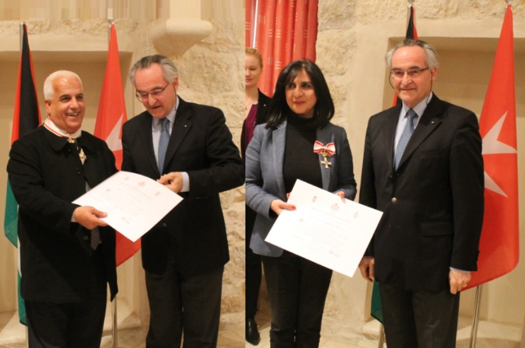 منظمة مالطا ذات السيادة تمنح وسامها لمحافظ محافظة بيت لحم ورئيسة بلدية بيت لحم  في حفل نُظم في مستشفى العائلة المقدسة 