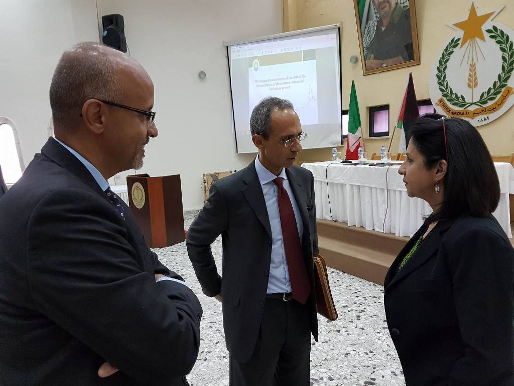 إزاحة الستارة عن لوحة إطلاق أعمال مشروع تأهيل المدخل الشمالي لمدينة بيت لحم – شارع الكاريتاس