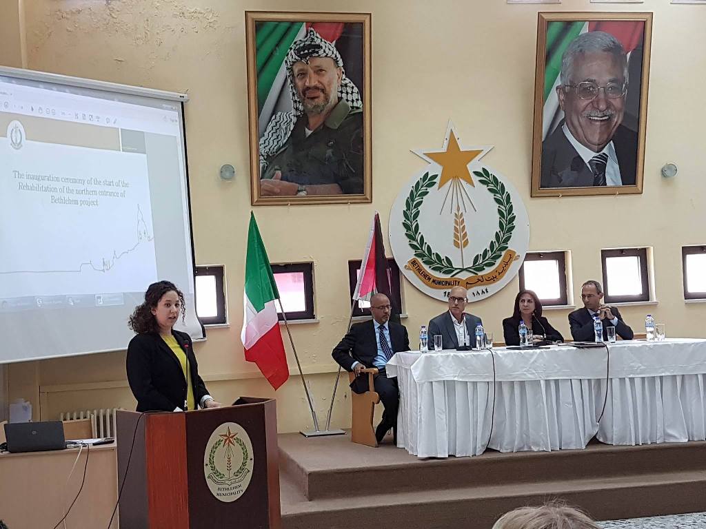 إزاحة الستارة عن لوحة إطلاق أعمال مشروع تأهيل المدخل الشمالي لمدينة بيت لحم – شارع الكاريتاس