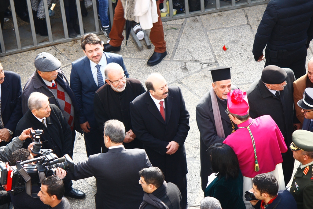 رئيسة بلدية بيت لحم تشارك في إستقبال غبطة المدبر الرسولي في مدينة بيت لحم 