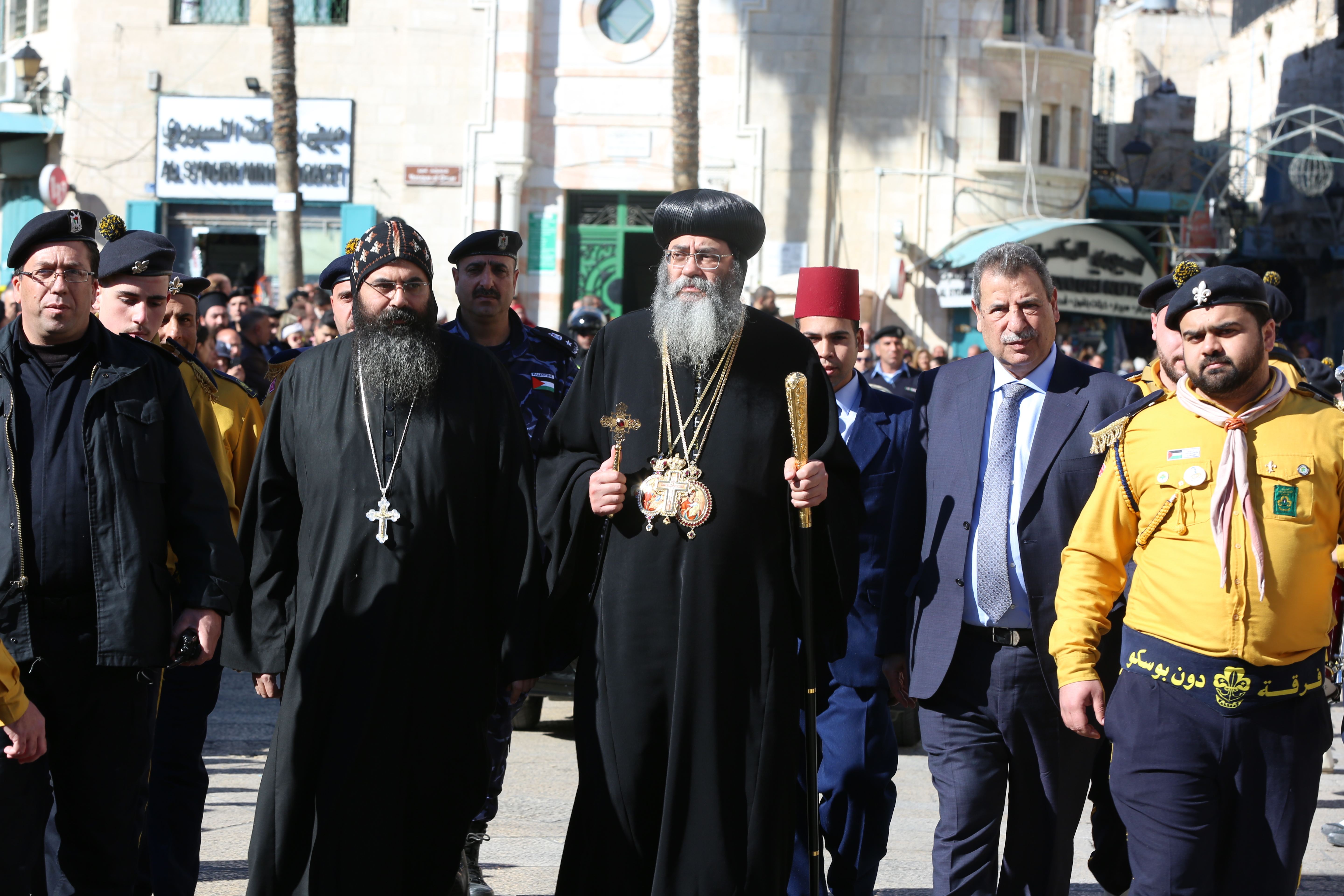  رئيسة وأعضاء مجلس بلدية بيت لحم يشاركون في إحتفالات أعياد الميلاد المجيدة حسب التقويم الشرقي ويستقبلون غبطة بطريرك الروم الارثوذكس ونيافة مطارنة السريان والأقباط والأحباش 