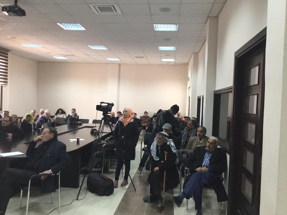  رئيسة بلدية بيت لحم تشارك في حفل تأبين المرحوم المطران هيلاريون كابوتشي في بلدية البيرة 