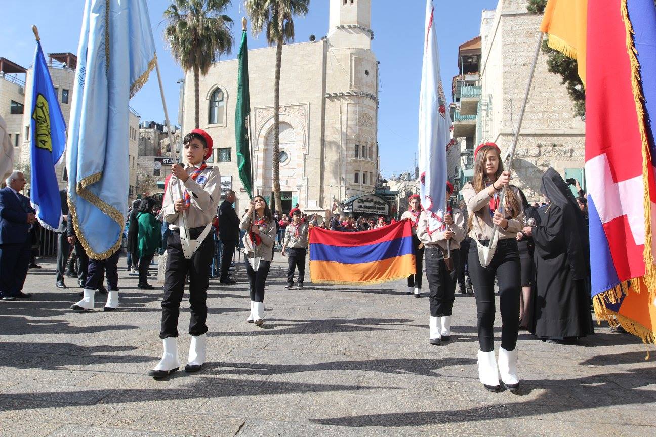 رئيسة وأعضاء مجلس بلدية بيت لحم يشاركون في استقبال غبطة بطريرك الأرمن نورهان مانوجيان