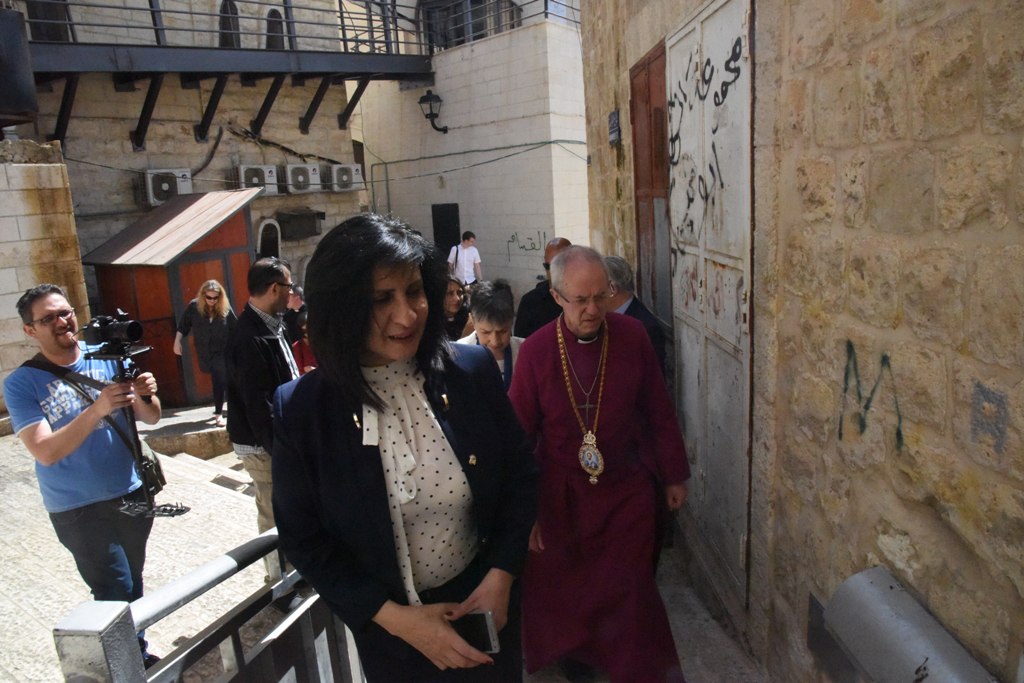 رئيسة بلدية بيت لحم تشارك في برنامج زيارة رئيس أساقفة كانتربري إلى بيت لحم 
