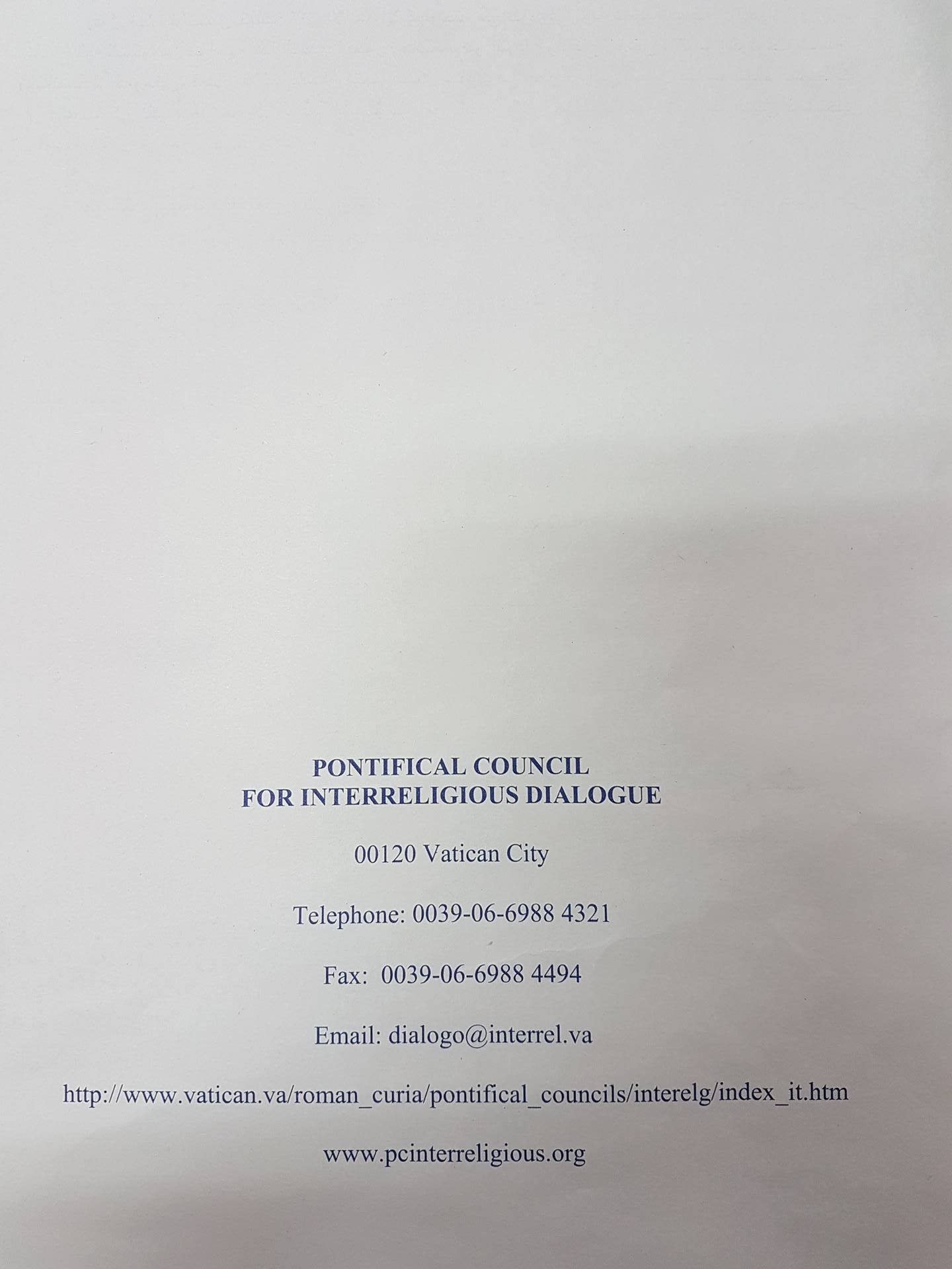 رسالة بمناسبة شهر رمضان وعيد الفطر السعيد من المجلس البابوي للحوار بين الأديان 