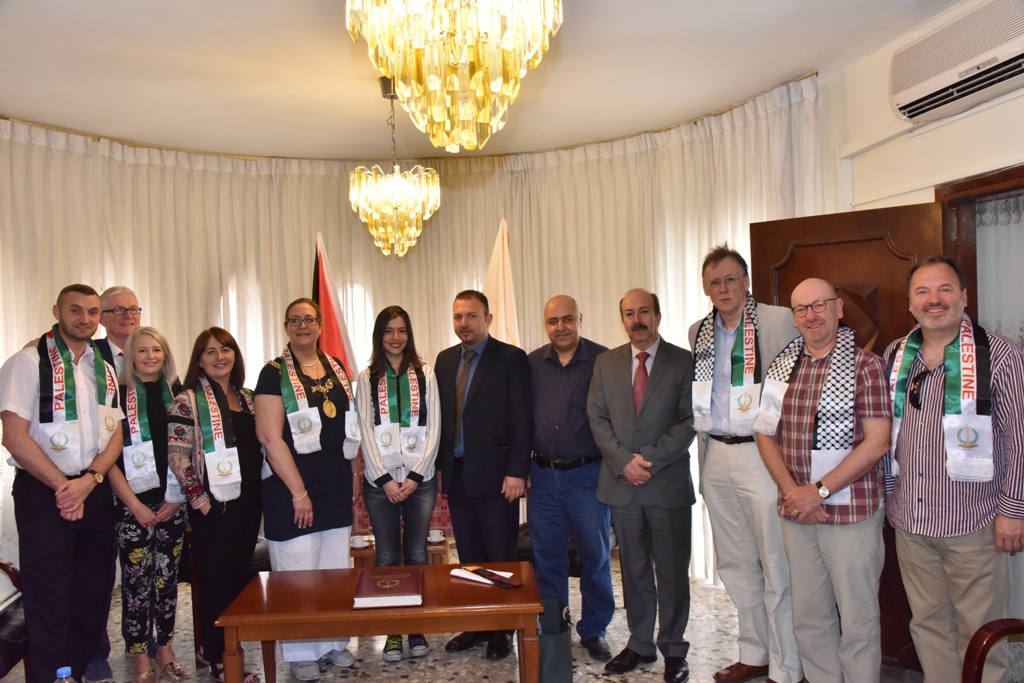 A meeting at Bethlehem Municipality between the Mayor of Bethlehem and Glasgow