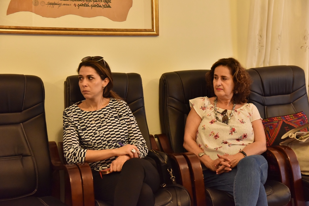 A meeting held in Bethlehem Municipality to talk about the Bethlehem District Diaspora Convention