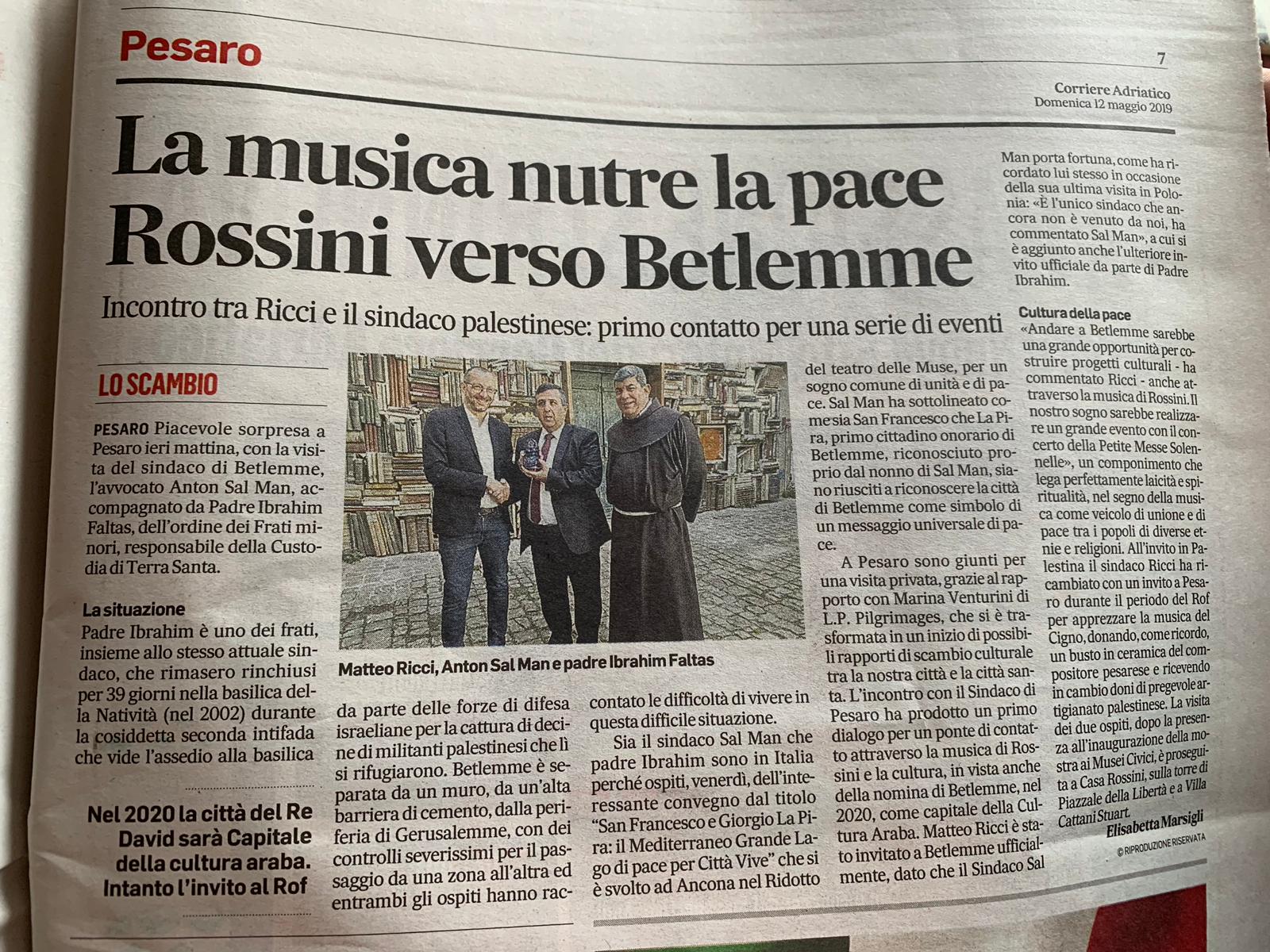 بلديتا بيت لحم وجوبيو الإيطالية توقعان على إتفاقية صداقة