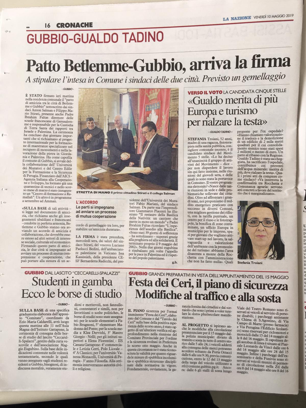 بلديتا بيت لحم وجوبيو الإيطالية توقعان على إتفاقية صداقة