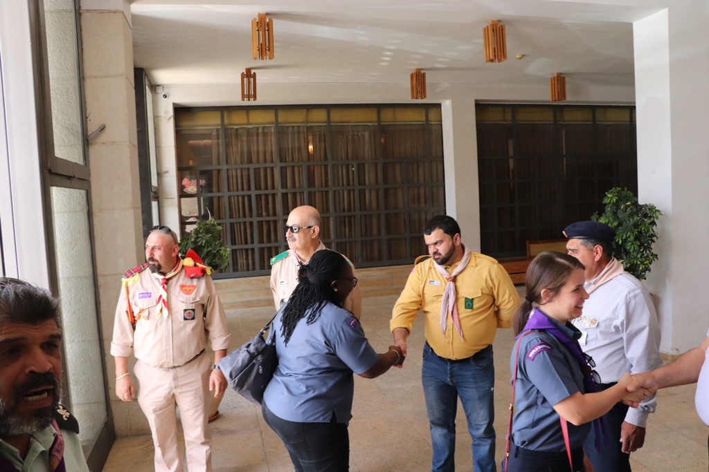 لقاء في مركز السلام/ بيت لحم على شرف وفد منظمة الكشافة العالمية الذي زار بيت لحم