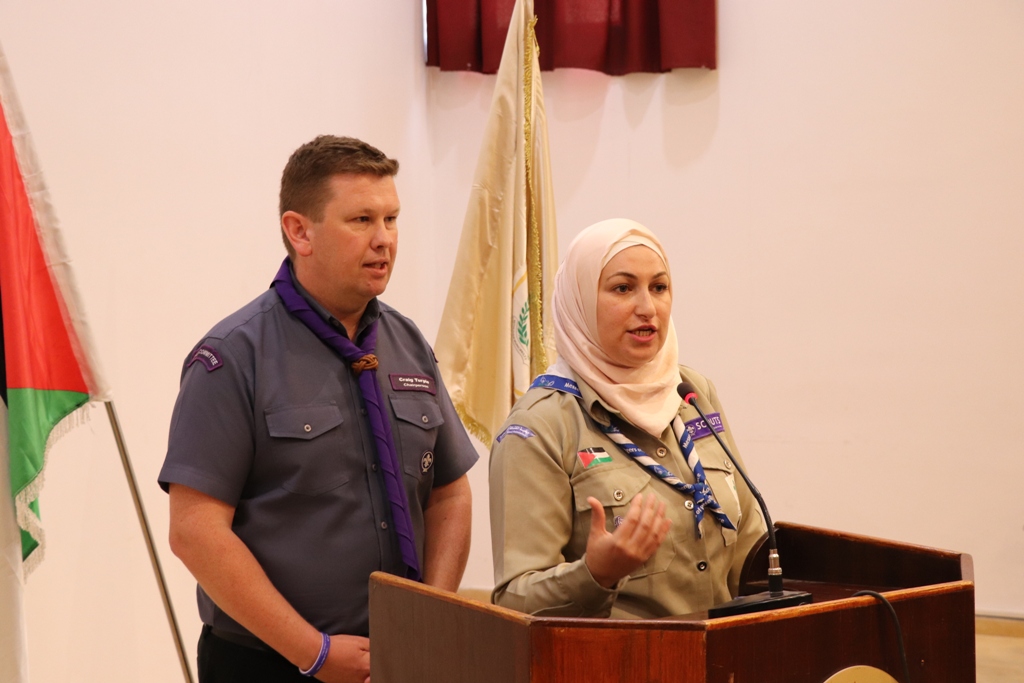 لقاء في مركز السلام/ بيت لحم على شرف وفد منظمة الكشافة العالمية الذي زار بيت لحم