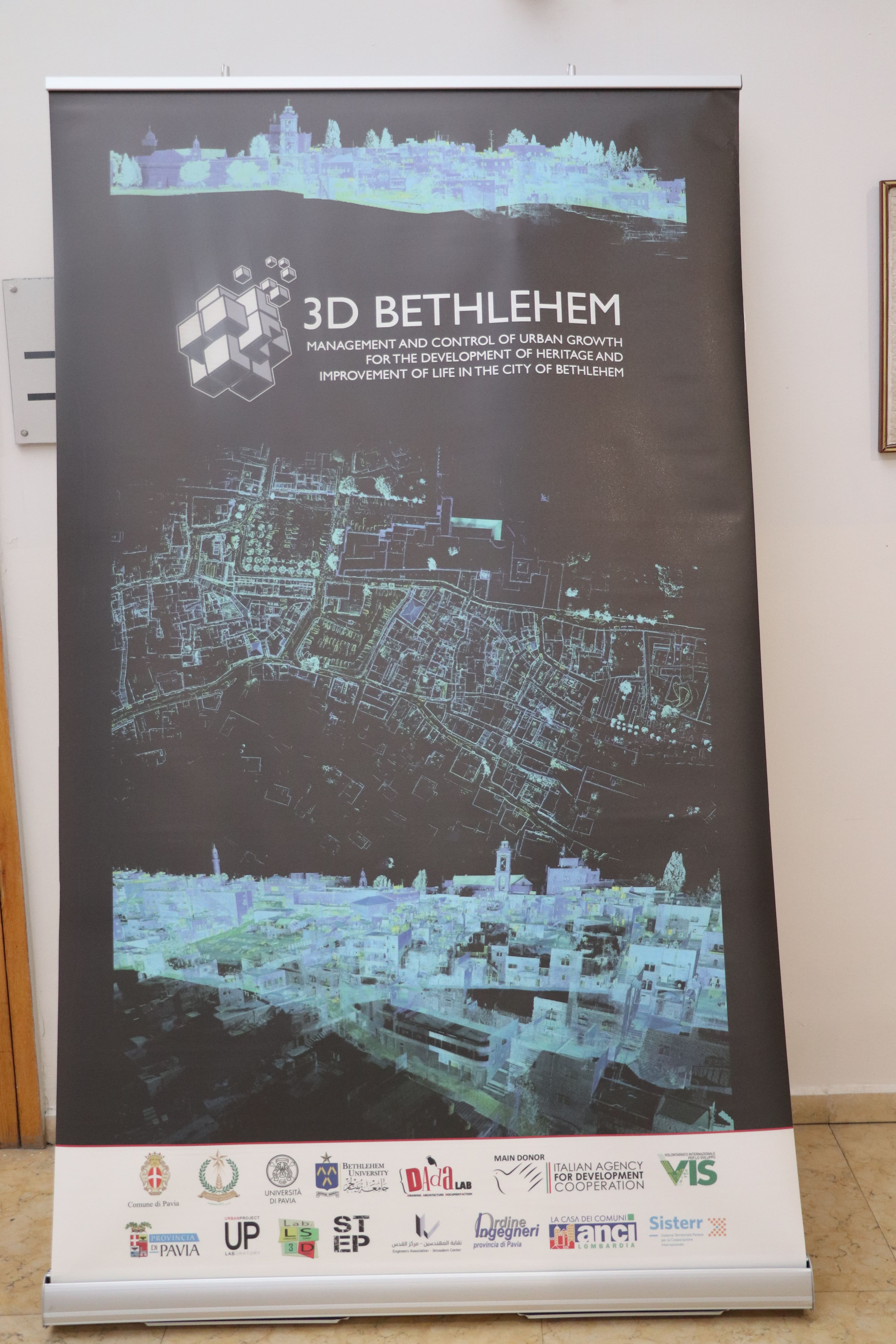 اختتمت بلدية بيت لحم مشروع "بيت لحم ثلاثية الأبعاد" الذي تم تنفيذه بتمويل من الوكالة الإيطالية للتعاون الإنمائي من خلال بلدية بافيا المتوأمة مع بيت لحم. 