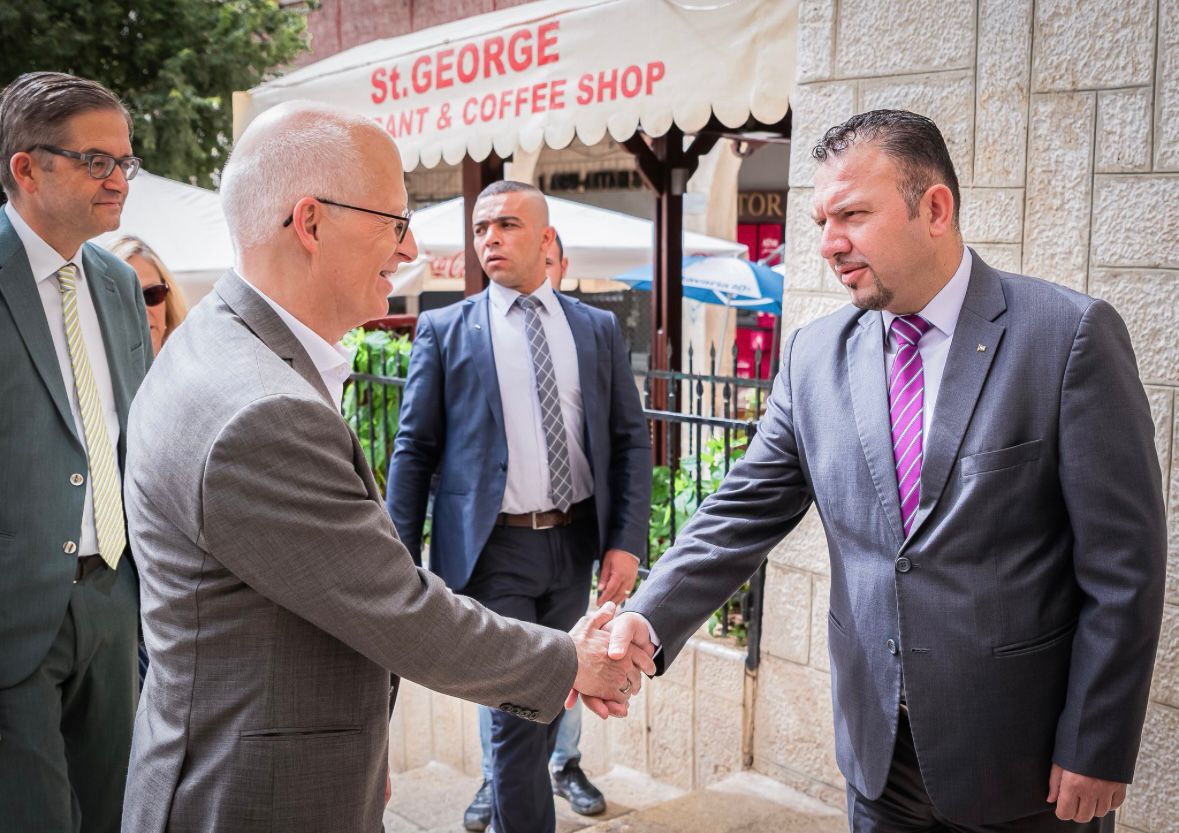 رئيس بلدية بيت لحم حنانيا يستقبل رئيس المجلس الاتحادي لجمهورية ألمانيا الاتحادية (البوندسترات)