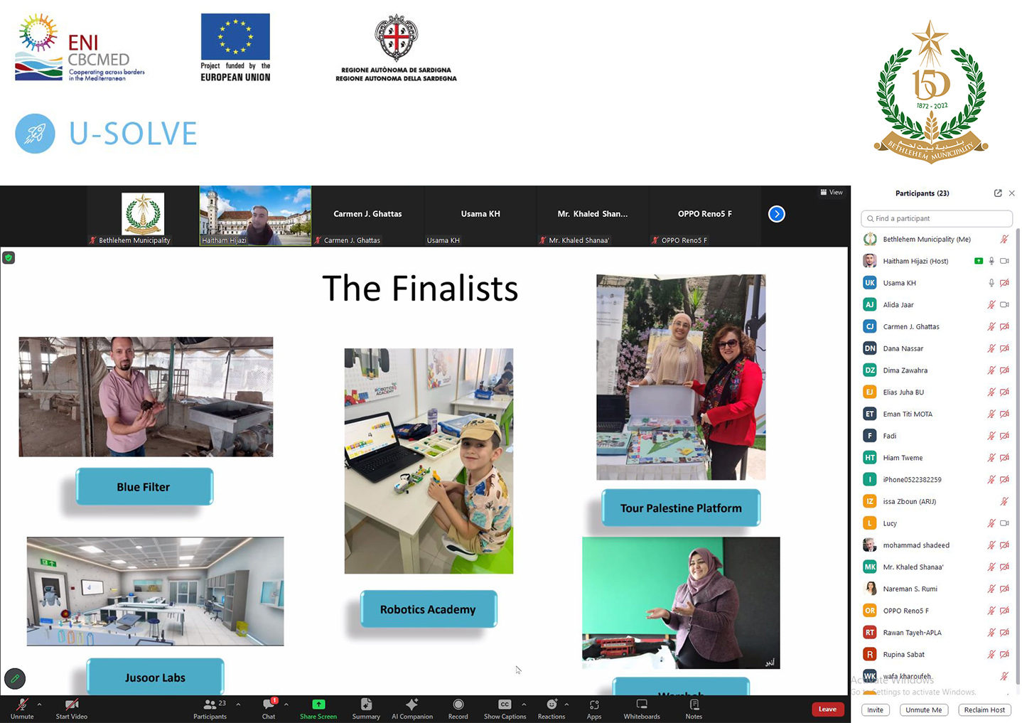 بلدية بيت لحم تنظم أيام تدريبية متخصصة ببناء القدرات في النظام البيئي الحضري ضمن أنشطة مشروع حلول تنموية حضرية مستدامة لتعزيز ريادة الأعمال