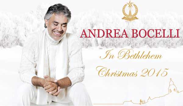 النجم الإيطالي العالمي أندريا بوشيلي في بيت لحم في شهر كانون أول 2015