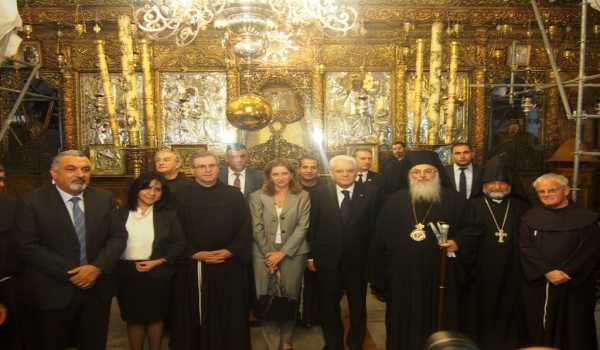 رئيسة بلدية بيت لحم تشارك في إستقبال الرئيس الإيطالي وترافقه في جولته